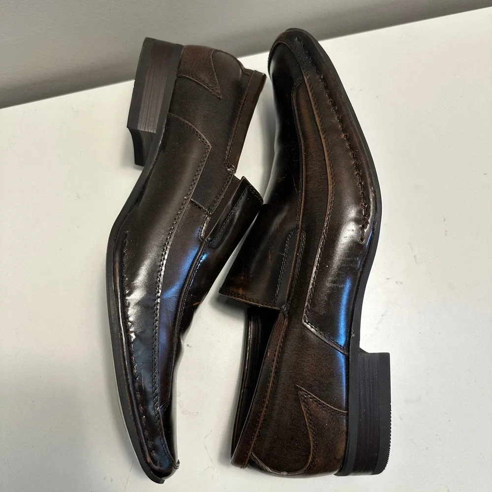 Giorgio‎ Brutini Brown Leather Loafers Dress Shoes Slip On Style sz 9